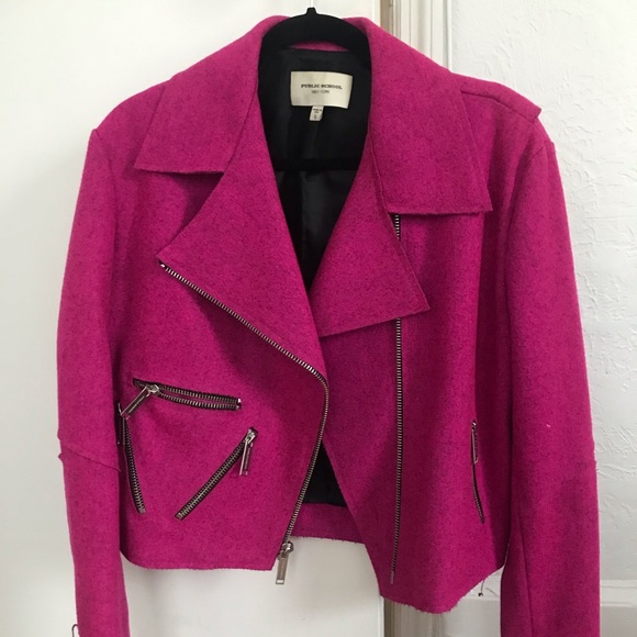 Public School magenta wool biker jacket - Picture 3 of 6